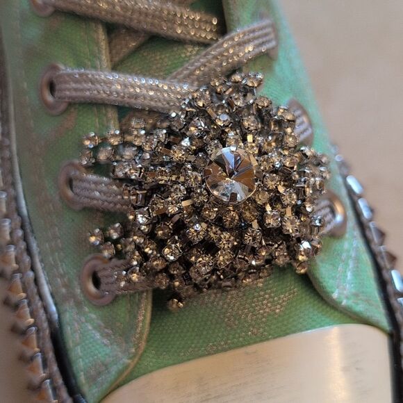 NEW Nan-Ku Free People High Top Sneaker Rhinestone Studded Mint Size 8-8.5 - Picture 9 of 15